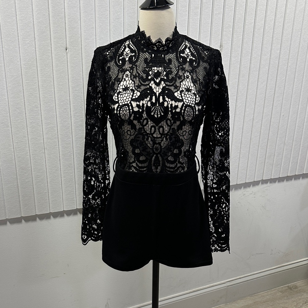 a'gaci Black Lace Jumpsuit